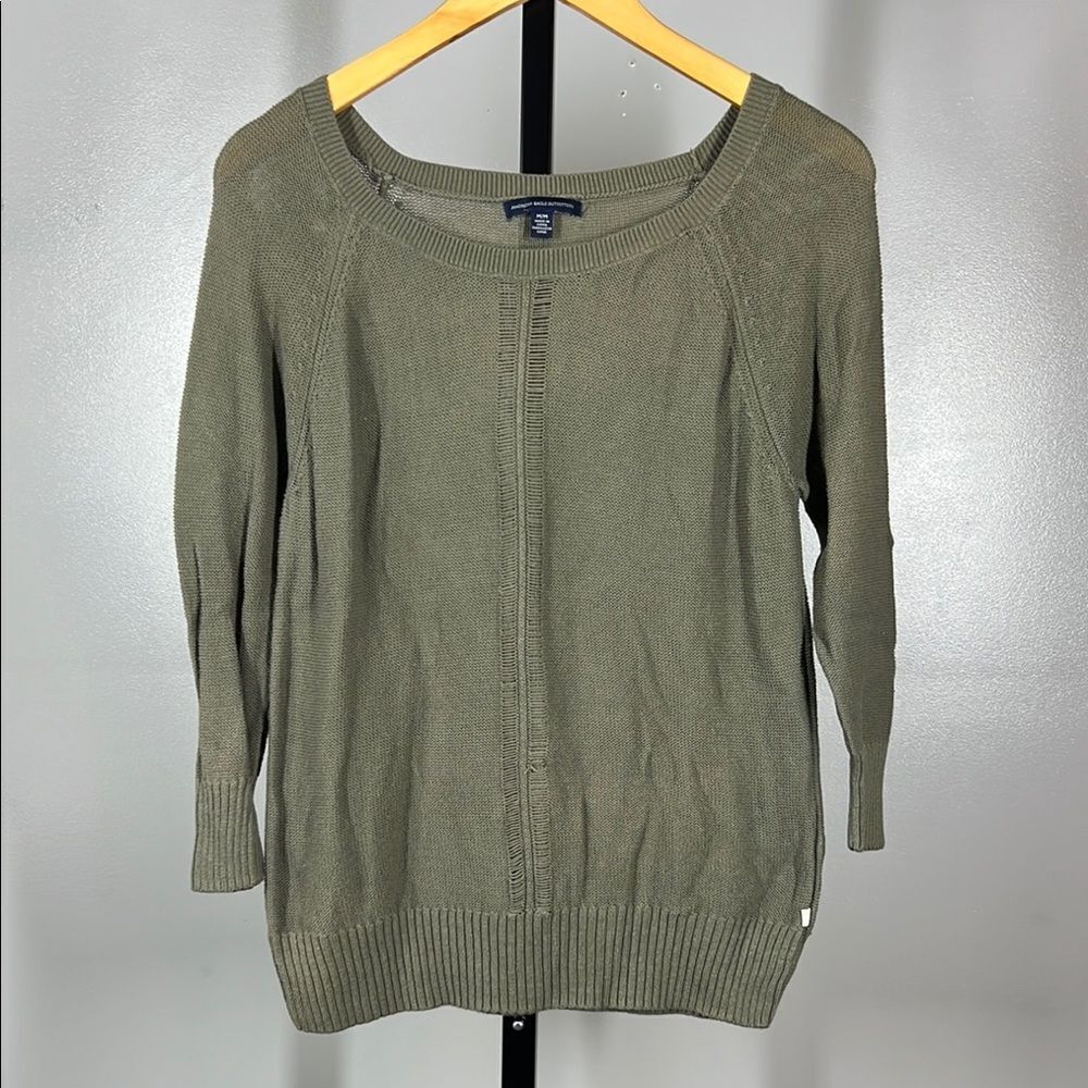 American Eagle Outfitters Green Crew Neck Sweater Relaxed Fit